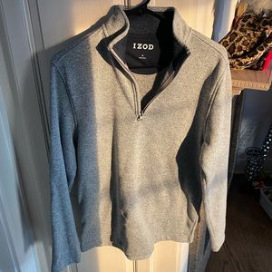IZOD Men’s Gray Long Sleeve Quarter Zip Fleece Pullover
